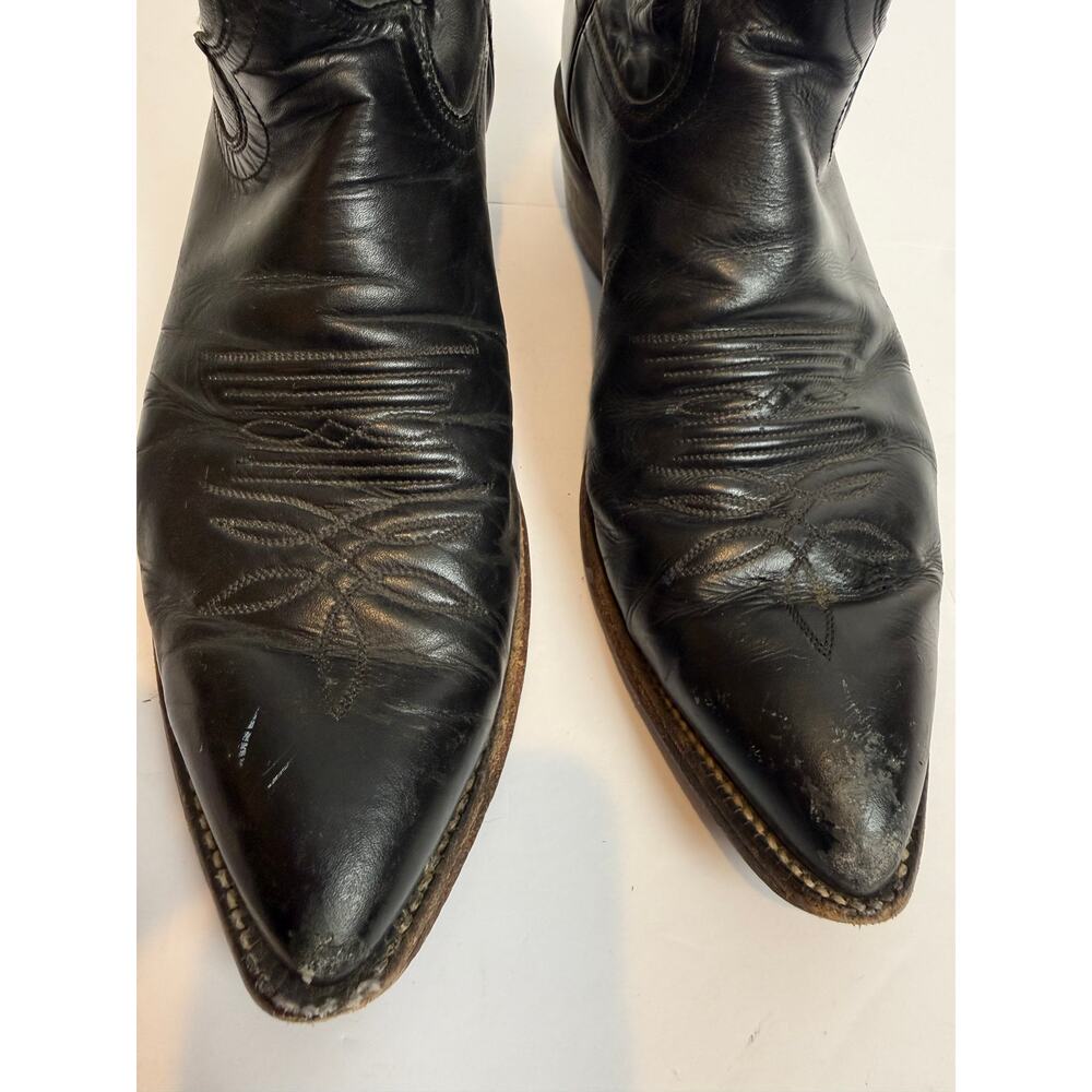 Justin 1408 Mens 9D Black Leather Cowboy Boots Western Pull-On USA Made - Picture 8 of 10